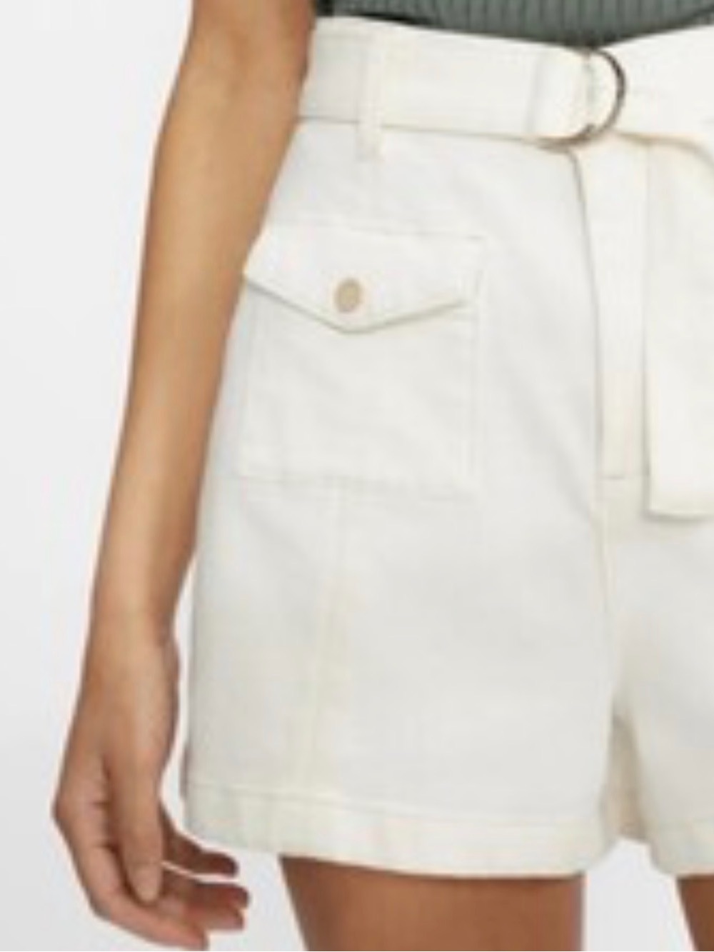 Ted Baker High-Waist Utility Belted White Denim Shorts
